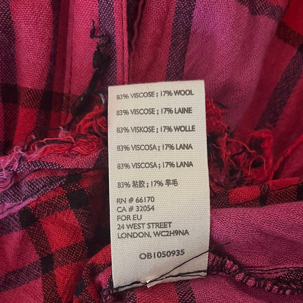 FP We The Free Pacific Dawn Drawstring Plaid Shirt Red Pink Black Button Down - Picture 10 of 10